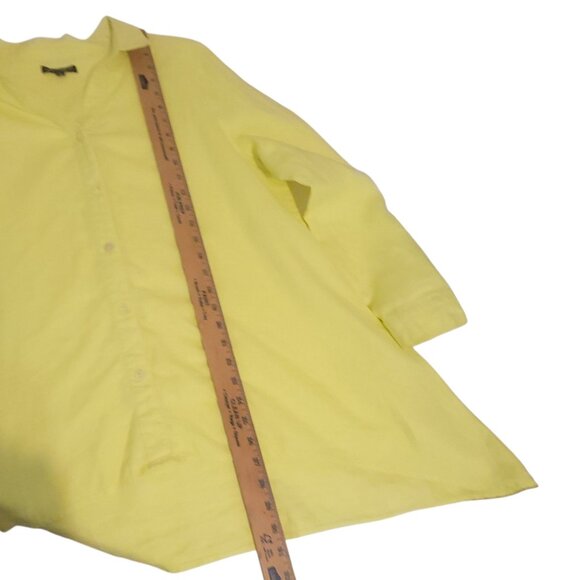 For Cynthia Lagenlook XL Yellow Linen Button-Up Top  Adjustable  Sleeves Oversiz - Picture 10 of 12